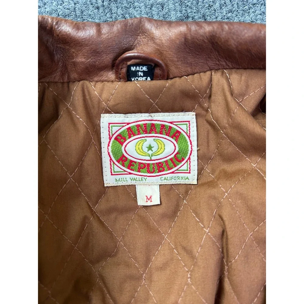 Banana Republic Leather Safari Bush Vest Mens M Brown Vintage 1985 Mill Valley